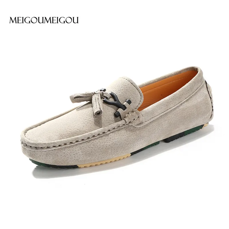 

MEIGOUMEIGOU Brand Big Size Cow Suede Leather Men Flats 2018 Men Casual Shoes High Quality Men Loafers Moccasin Driving Shoes