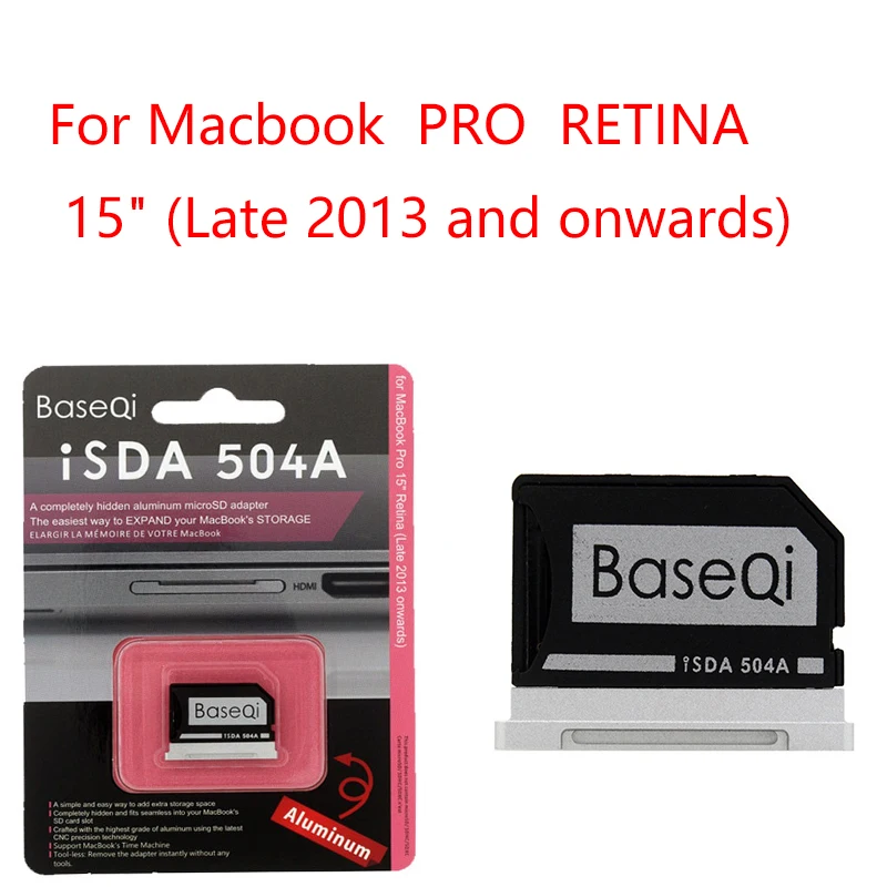 Baseqi Alumínio Invisível Unidade Micro sd tf Adaptador de Cartão de Memória para 15 Polegadas Macbook Pro Retina Final de 2013 para Meados de 2023 - Imagem 3