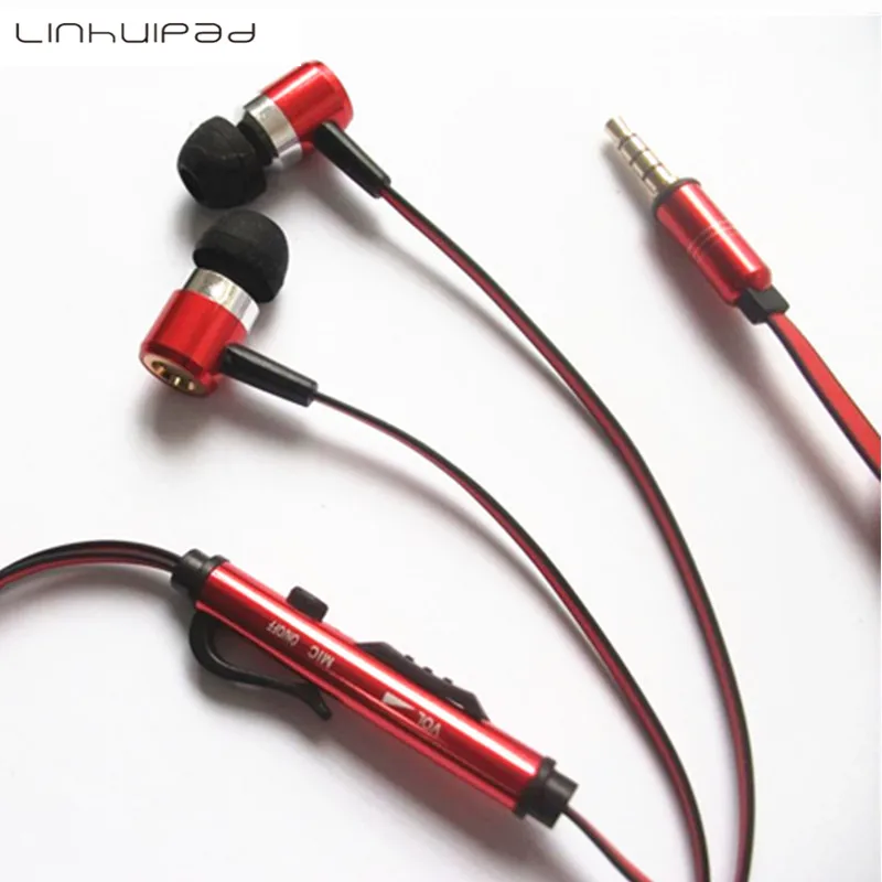 

Linhuipad Super bass stereo metal earphone with microphone and volume control 500pcs/lot