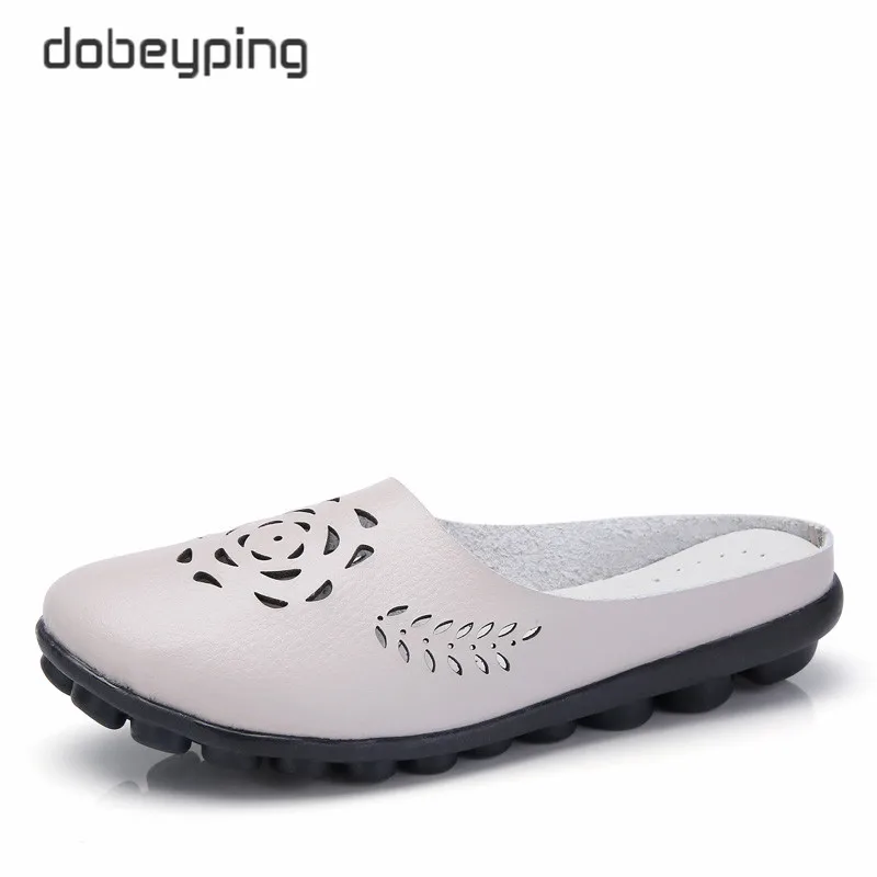 Meilleur Dobeyping 2018 Occasionnel D été Chaussures Femme En Cuir Véritable Appartements Mocassins de Femmes Creux Femmes Femelle Solide Chaussures Grande Taille 35 44