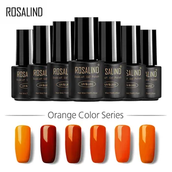 

ROSALIND Gel 1S Black Bottle 7ML Pumpkin Color Series Nail Gel Polish Top Base Coat Needed Nail Art UV LED Soak-Off Gel Varnish