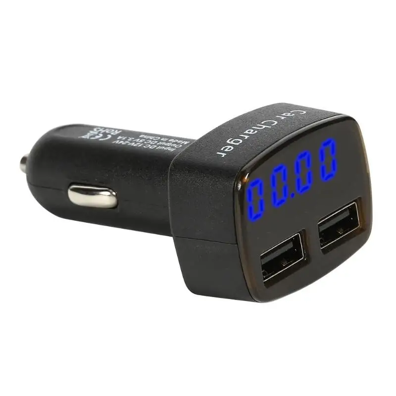 Автомобильное зарядное устройство VODOOL с двумя портами USB светодиодный дисплей