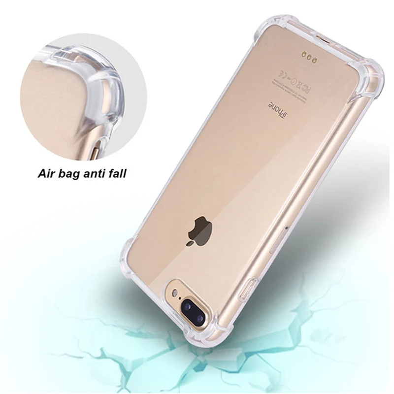 Чехлы для телефонов Iphone 6 6S 7 8 Plus прозрачный резиновый мягкий ТПУ чехол подушка