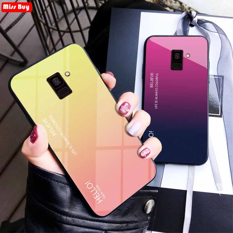 Чехол для Samsung Galaxy J8 2018 роскошные градиентные телефонные чехлы из закаленного