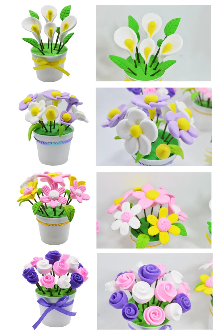 3D Пластилин цветок дети ремесло и искусство DIY игрушка для девочек ручной работы творческой деятельности детские игрушки домашний декор Садоводство