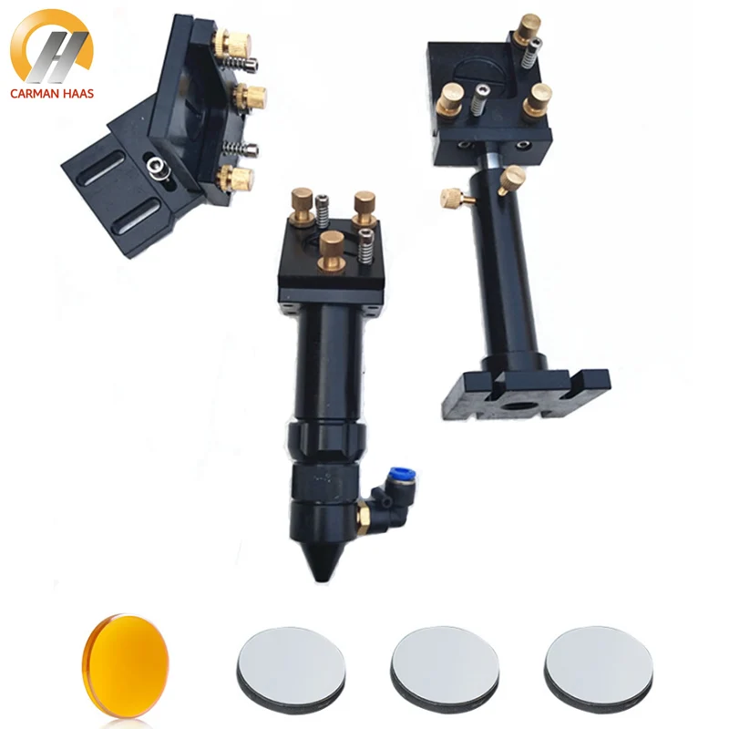 

CO2 Laser Head Set Mounting Holder + 1Pcs Focus Lens 20mm + 3Pcs Si / Mo Reflective Mirrors 25mm For Engraver Cutting Machine