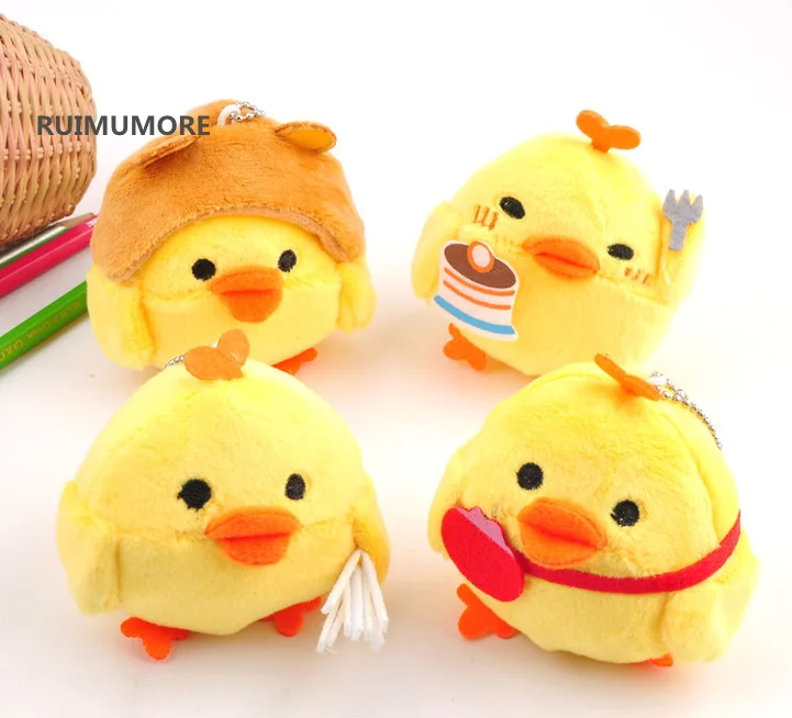 

4models, Cook INTO Yellow chicken , 8CM duck Plush Stuffed TOY DOLL , little Key chain Gift Plush TOY
