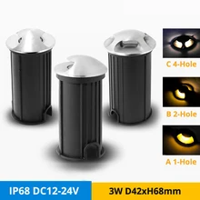 12 шт./лот IP68 3 Вт RGB светодиодные подводные светильники DC12V 1/2/4-боковое отверстие светильник на открытом воздухе под землей лестница Коридор светильник ing D31mm