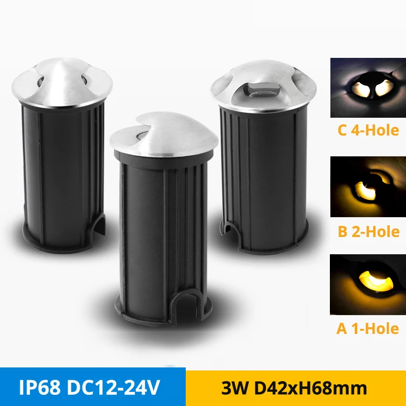 12 шт./лот IP68 3 W RGB Подводные лампы DC12V 1/2/4-отверстие сбоку свет открытый под землей лестница коридор освещения D31mm