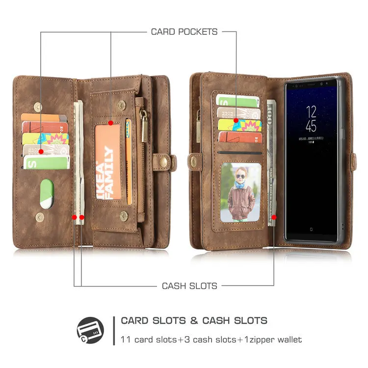 Роскошная кожа caseme чехол для samsung Galaxy Note 10 9 8 S10 S8 S9 плюс A30 A40 A50 A70 бумажник чехол на магните чехол для делового телефона