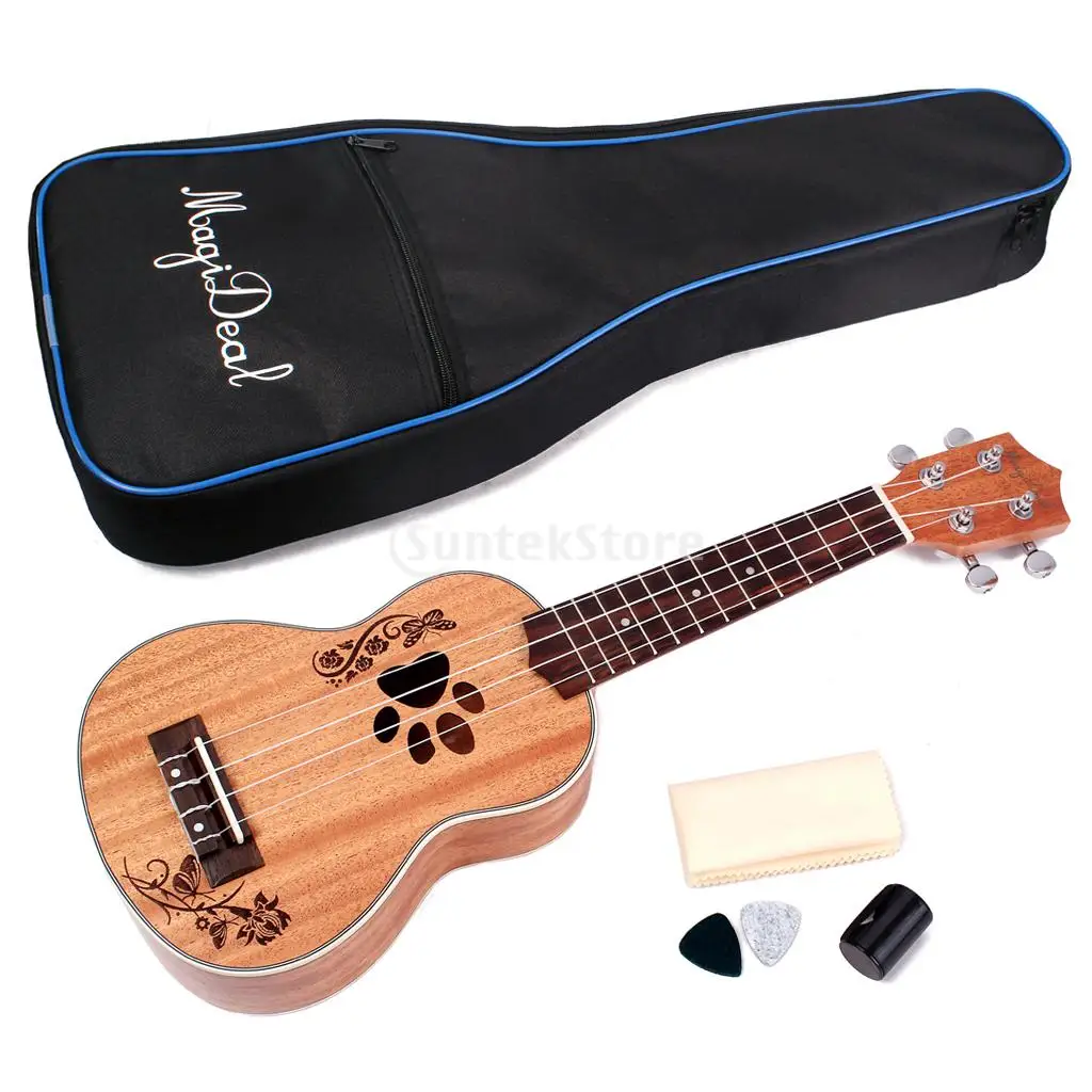 MagiDeal 21' Mahogany Soprano Ukulele Uke Hawaiian Guitar with Gig Bag