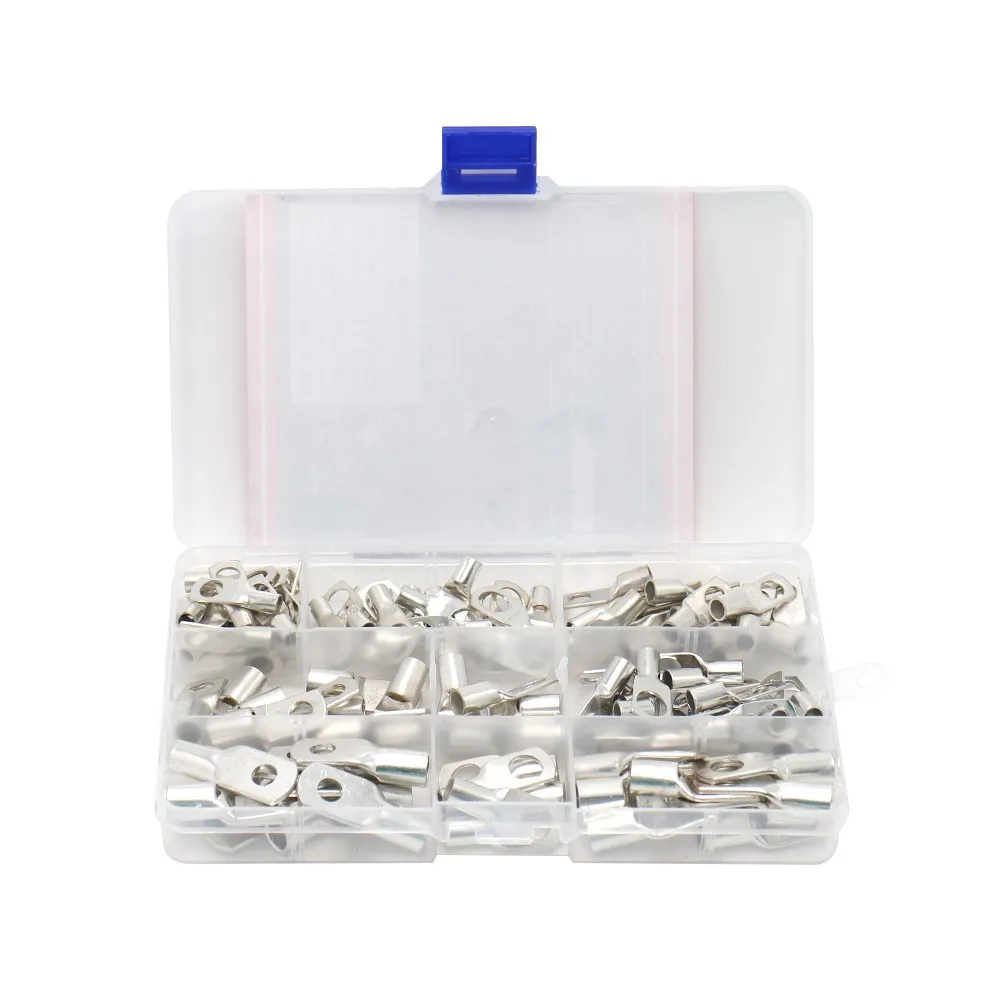 

SC Bare Terminals Tinned Copper Lug Ring Seal Wire Connectors Bare Cable Crimped/Soldered Terminal Assorted Kit