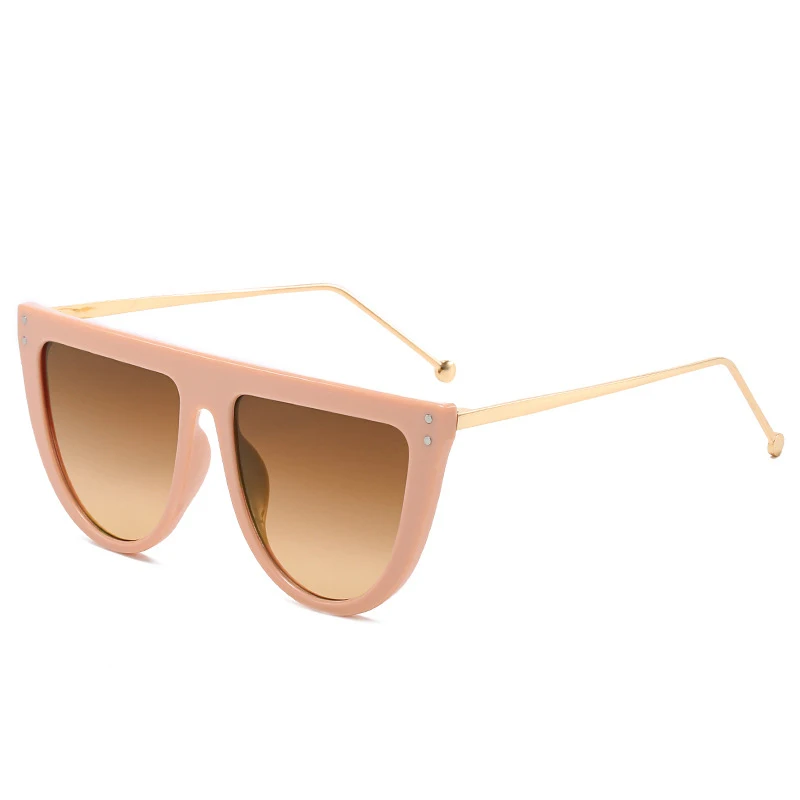Плоские солнцезащитные очки кошачий глаз цельнокроеное черное защитное Солнцезащитные Очки Пилот роскошные дизайнерские женские солнцезащитные очки - Цвет линз: C6 Pink Tea
