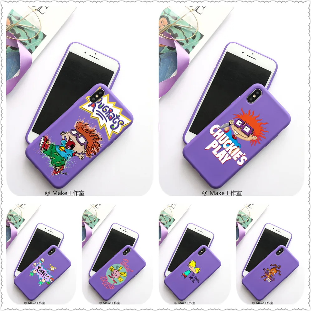 cartoon Rugrats amine lovely Candy Color TPU Case phone For iphoneX 7 8 XS XR XSMAX Red Yellow purple White Cover
