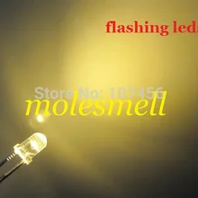 1000 шт. 3 мм мигающий теплый белый светодиодный 3 мм мигающий теплый белый 3 мм Вспышка прозрачный СВЕТОДИОДНЫЙ теплый белый светодиод короткий контактный светодиодный