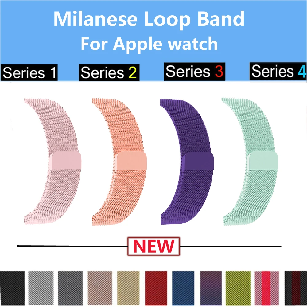 

Lerxiuer Milanese Loop strap For Apple Watch band 44mm 40mm 42mm 38mm Iwatch 4/3/2/1 Stainless Steel Wrist link bracelet bands