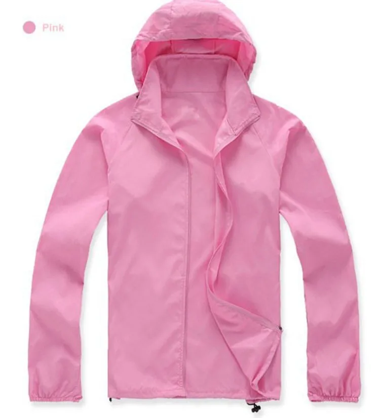 Мужские и женские быстросохнущие походные куртки, новинка, водонепроницаемые солнцезащитные спортивные пальто, мужская и женская ветровка RW188 - Цвет: Pink