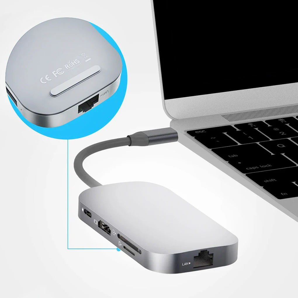 Адаптер type-c USB HD RJ45 порт конвертер TF SD карта памяти считыватель высокоскоростной USB3.0 концентратор 8 в 1