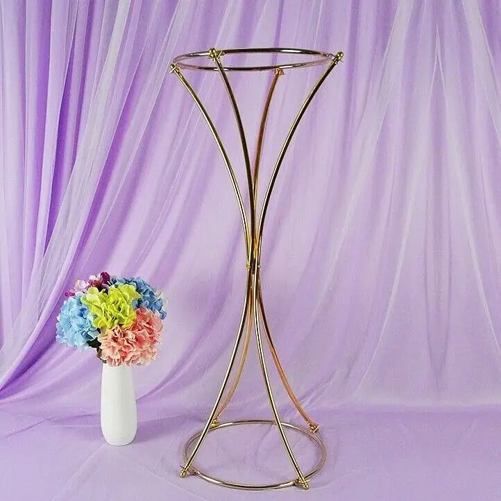 Стиль, свадебная металлическая Золотая Цветочная ваза, колонна-подставка для свадебного украшения, 10 шт./лот