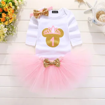 Cute Pink Baby Girl First 1st Birthday Party Dress