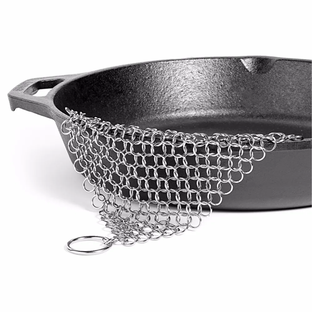 Stainless Steel Chainsmail Cleaner Kitchen Cookware Cleaning Tool for Cast Iron Pan  (1)