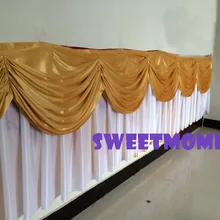 2 шт. белый роскошный Юбка для стола ing с золотой Swag для свадьбы Применение Свадебные Юбка для стола с(16ft x 29''