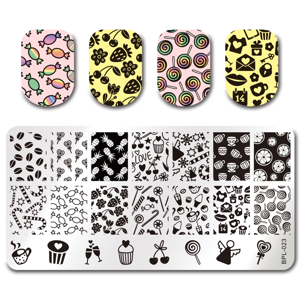 

BORN PRETTY Nail Stamping Plate Cupcake Pineapple Sweets Coffee Candy Image Printing Template Manicure Stencil Tool BP-L023