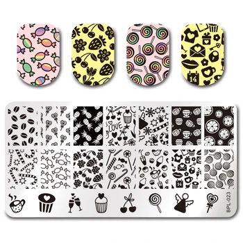 

BORN PRETTY Nail Stamping Plate Cupcake Pineapple Sweets Coffee Candy Image Printing Template Stencil Tool BP-L023
