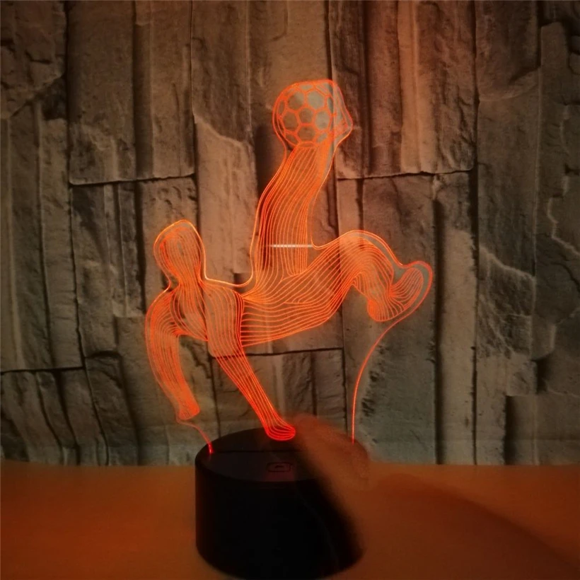 Цветная светодиодная 3D лампа с сенсорным датчиком ночсветильник вратаря для