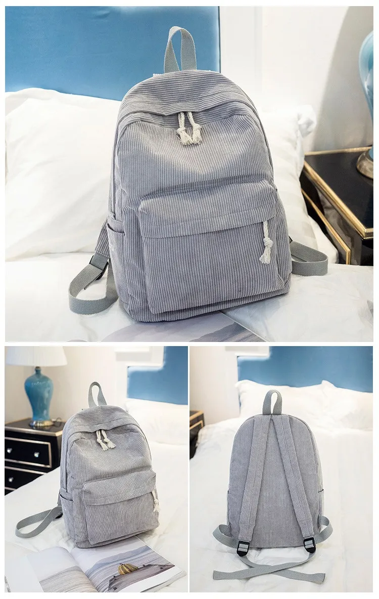 Casual backpacks women big capacity School Bags For Girls Soft Corduroy Bookbags Female Travel Rucksacks laptop backpack (20)