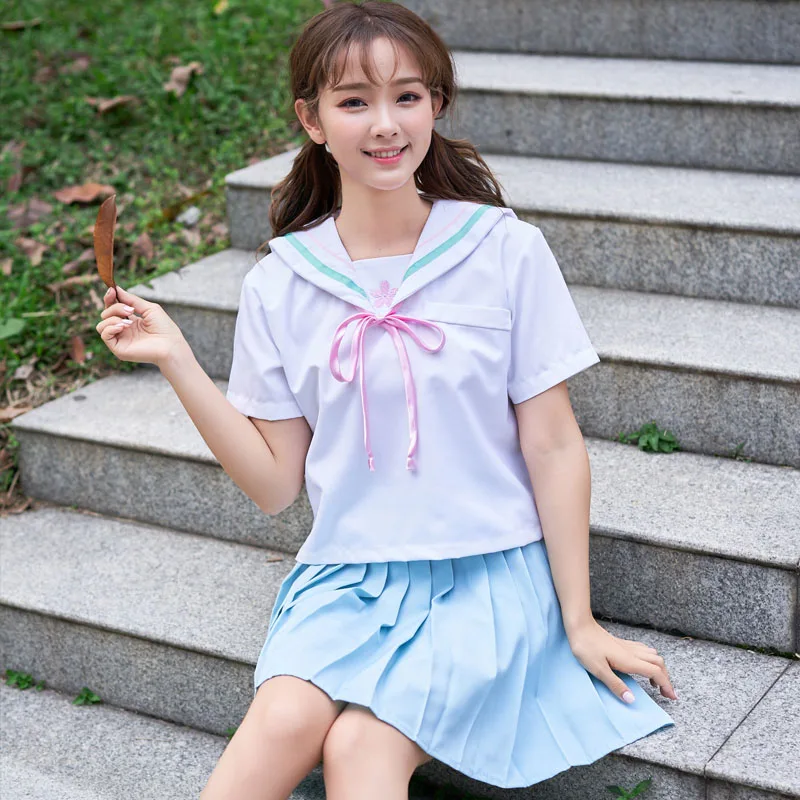 UPHYD Высокое качество Kawaii школьная форма JK форма белый колледж Ветер короткий рукав японская школьная обувь для девочек Летний Костюм Моряка