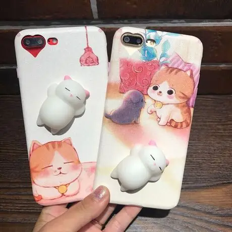 Мягкий чехол для телефона кукла iPhone 7 Plus 8 3D слой милые животные сжимаемые игрушки