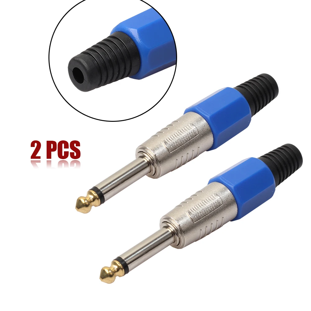 2 Pcs Mono Sophomore Core Amplifier Microphone Plug 6.35mm Audio Jack