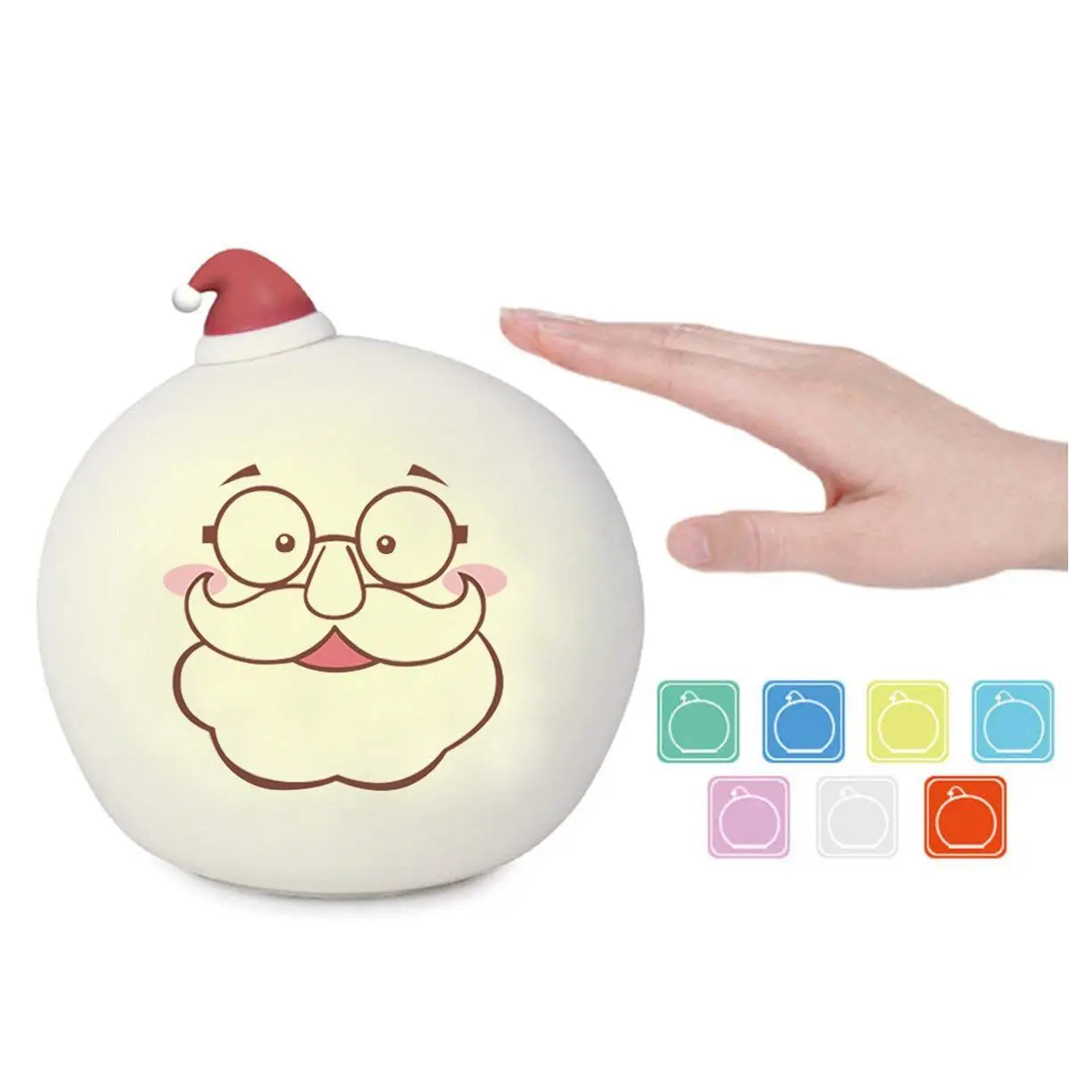 

New Christmas LED Night Light for Kids Santa Claus Silicone Pat Light Rechargeable Sensitive Control Dimmable 7 Color