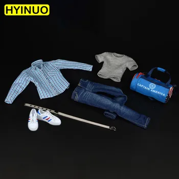 

1/6 Scale Men's Plaid Shirt Boy Jeans Male Trend Pack Clothes Clothing Suit Set Model for 12''Action Figure Body
