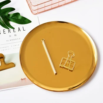 

Nordic Style Golden Storage Tray Jewelry Storage Rack Metal Round Tray Rainbow Color Fruit Plate Desktop Ornaments Crafts Gifts