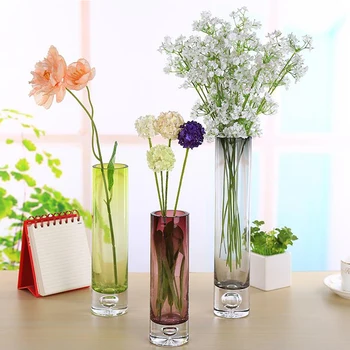 

4 colour Glass Vase Tower Vase For Home Decoration Photo Prop Vintage Glass Bottle Green Plant Glass Flower Vases decorative