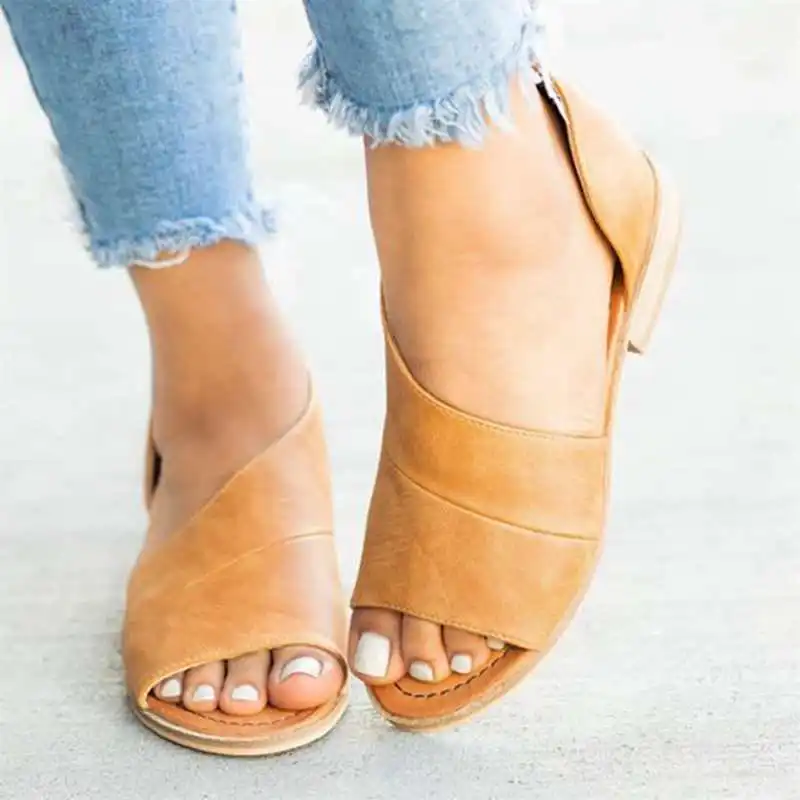 

HEFLASHOR Woman Slip Footwear Chaussure Summer Casual Shoes Women Sandals Peep Toe Chunky Low Heels Pumps Ladies Zapatos Mujer