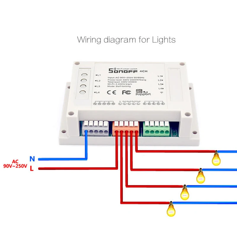 Sonoff 4CH R2 беспроводной многоканальный wifi переключатель независимый пульт дистанционного управления умный дом автоматизация модуль управления Лер 220 В