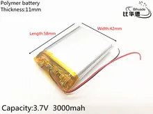 Free shipping 1pcs/lot 3 7V lithium polymer battery 114258 3000MAH Tablet PC navigation mobile power GIY