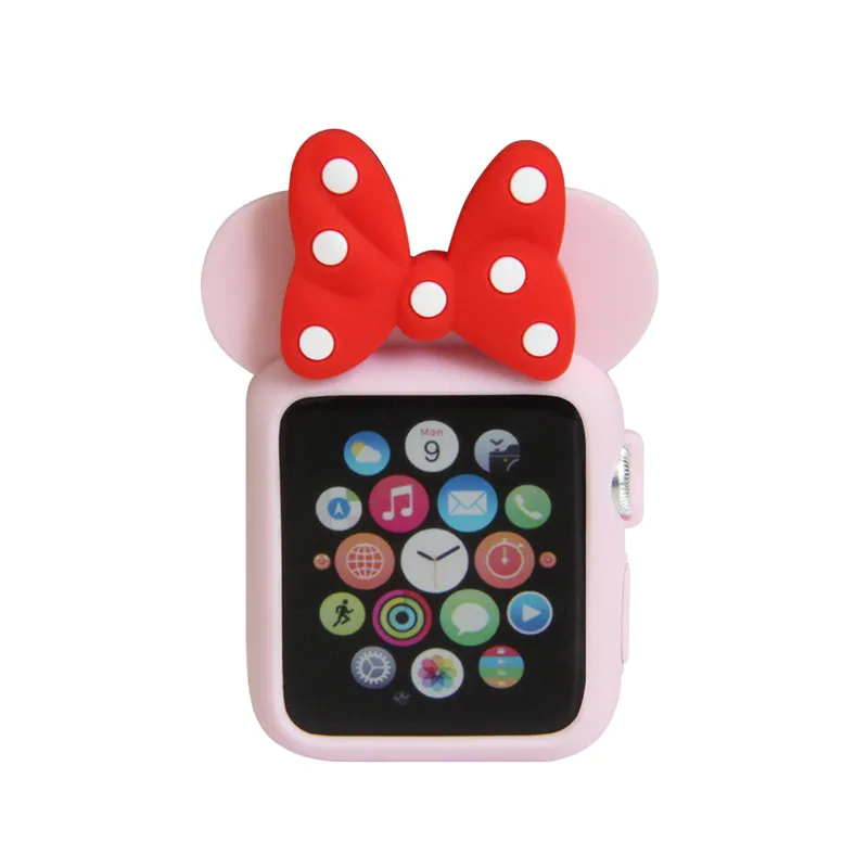 YUKIRIN Dot мягкий силиконовый защитный чехол для Apple Watch Series 4 3 2 1 Band iWatch 38 42 40 44 мм дизайн с героями мультфильмов для детей с Минни - Цвет ремешка: Pink Red