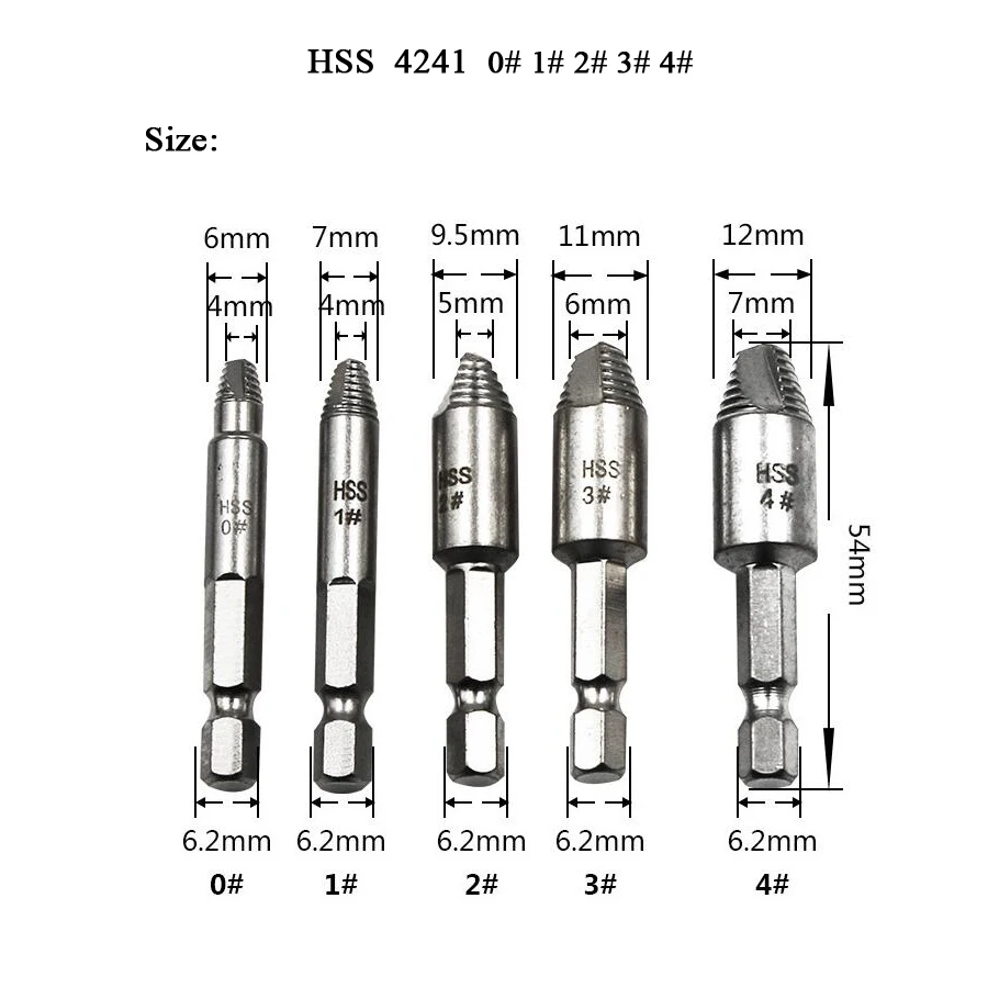 Поврежденный Винт экстрактор и удалитель Набор инструментов 4 или 5 штук, S2 HSS 4341 изготовлен из премиум с титановым покрытием сломанный винт