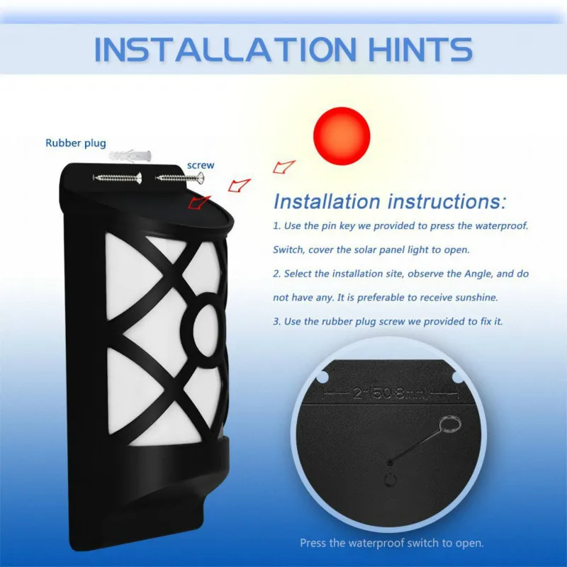 IP65 Waterproof  Flashing Flame Light Solar Light Outdoor Night Light Garden Lighting Flame Wall Lamp ABS Material Sun Powered 