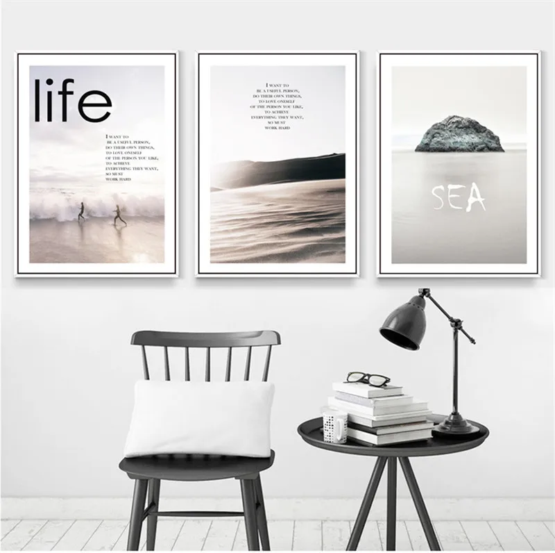 Sea Wall Art Nordic Poster Life Pictures For Living Room Scenery Beach Canvas Painting Picture Quotes Prints Home Decor Unframed