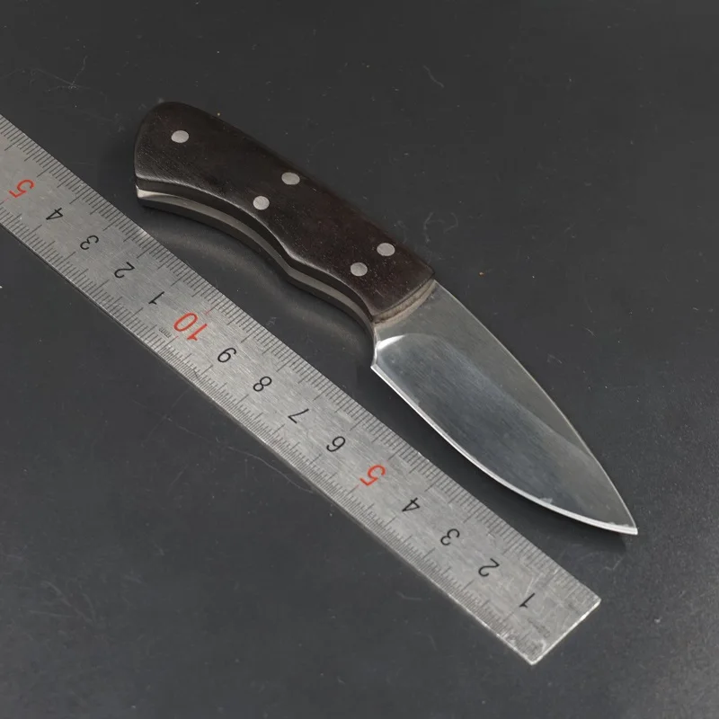 Охотничий нож с фиксированным лезвием, тактический Открытый небольшой прямой нож, походные боевые ножи для выживания, деревянная ручка, инструмент для самозащиты EDC