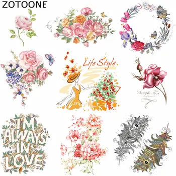 

ZOTOONE Iron on Beautiful Flower Patch Diy Accessory Washable Badges Heat Transfer Patch for Clothing Deco Clothes Applique C
