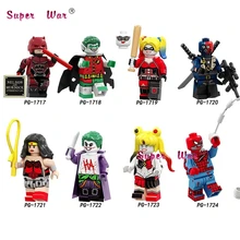 Один DC Красный сын Робин и Харли Квинн Deathstroke чудо-женщина джокер человек-паук Строительные блоки игрушки для детей