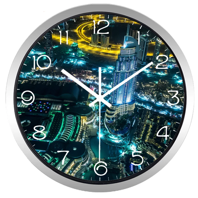 Настенные часы с подсветильник в виде ночного неба изображением Дубая|clock home