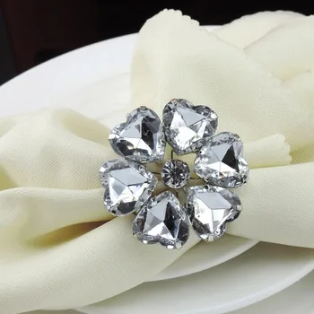 

50pcs/lot Acrylic flowers napkin buckle, silver crystal napkin ring napkin holder hotel banquet soft outfit