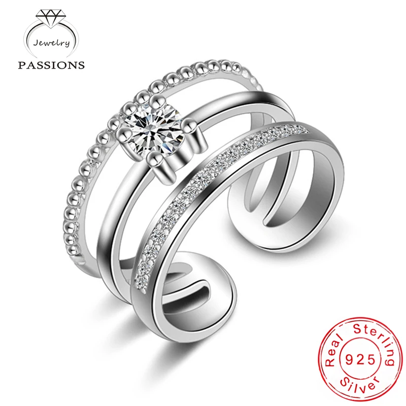 

New Romantic Infinity Cubic Zirconia Multilayers Ring 925 Sterling Silver Open Adjustable Rings For Women Jewelry Christmas Gift